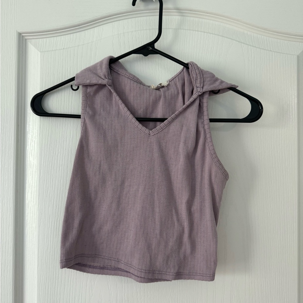 Purple collared tank top